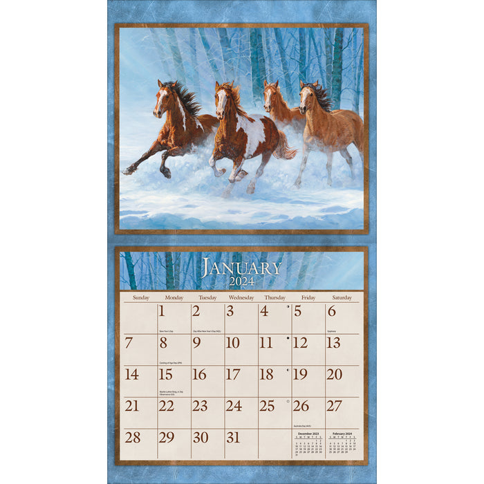 2024 Horses In The Mist Wall Calendar