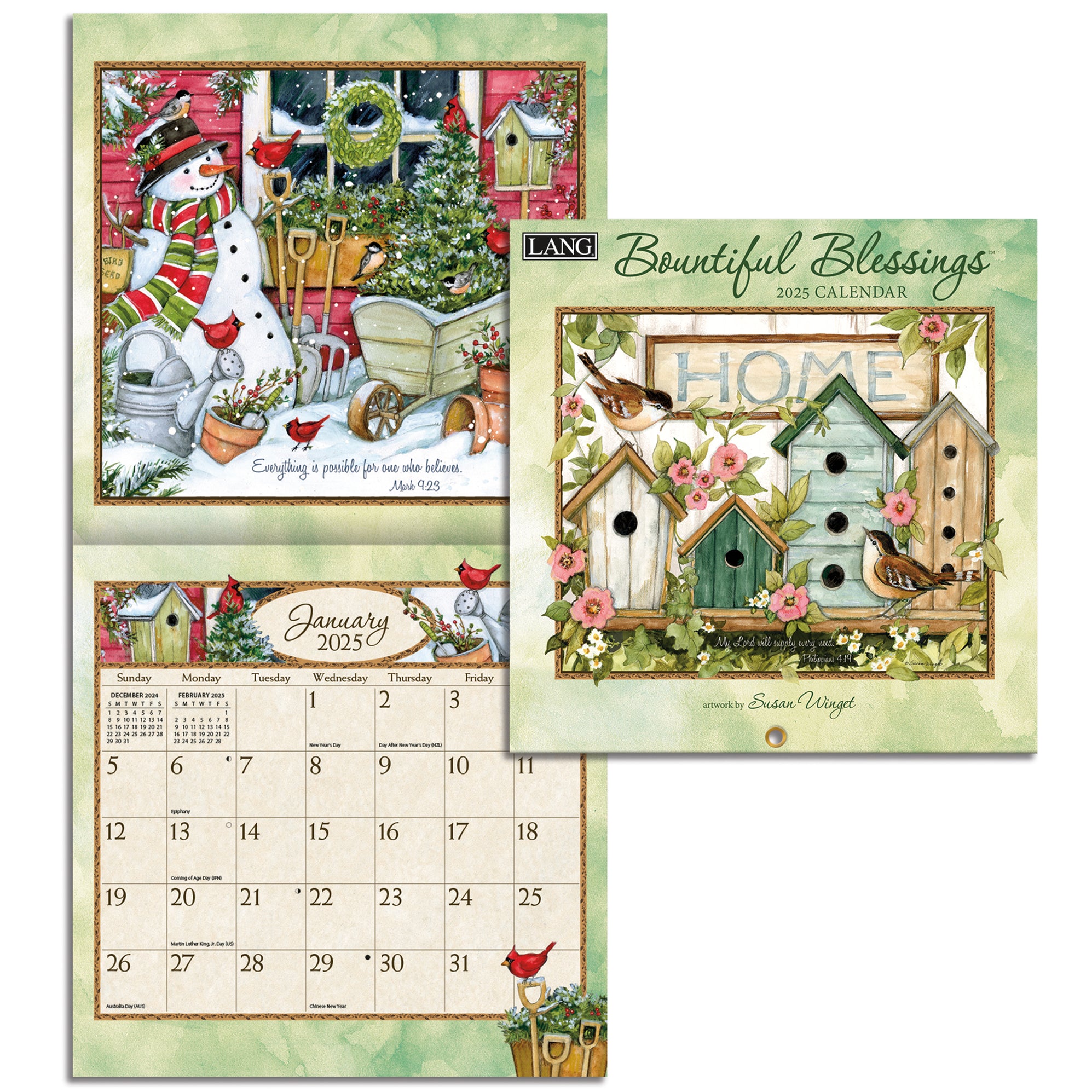 Calendar Club 2025 Bountiful Blessings Mini Wall Calendar