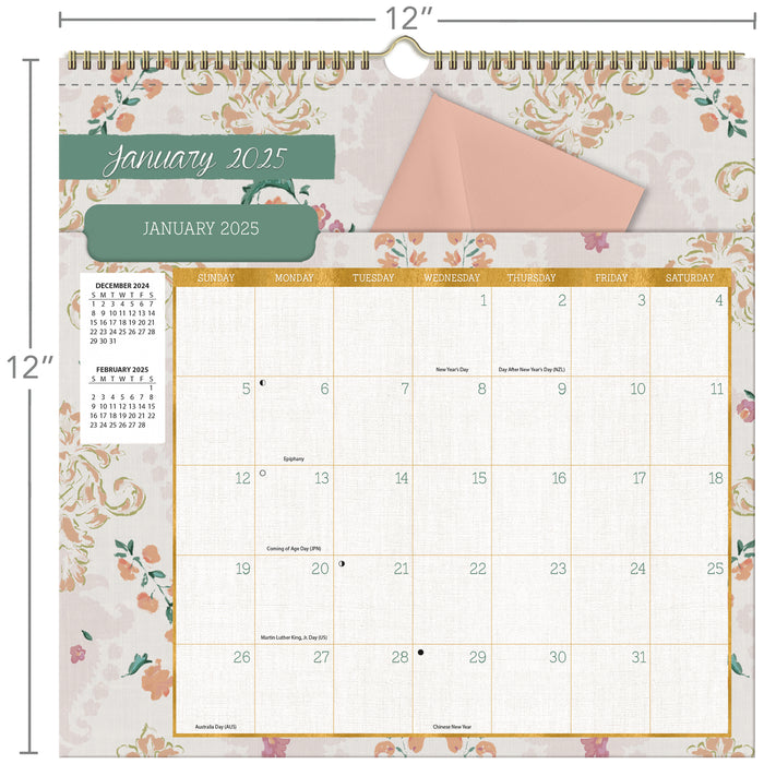 2025 Patina Vie File-It Wall Calendar by  Wells St By Lang from Calendar Club