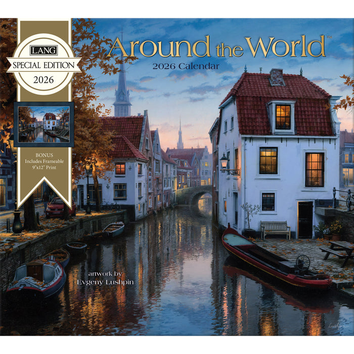Around The World with Bonus Print 2026 Large Wall Calendar