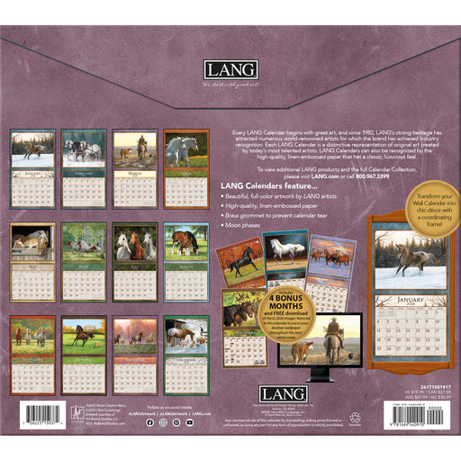 Horses In The Mist with Bonus Print 2026 Large Wall Calendar