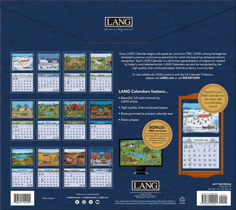 Lang Folk Art with Bonus Print 2026 Large Wall Calendar