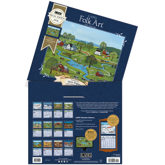 Lang Folk Art with Bonus Print 2026 Large Wall Calendar