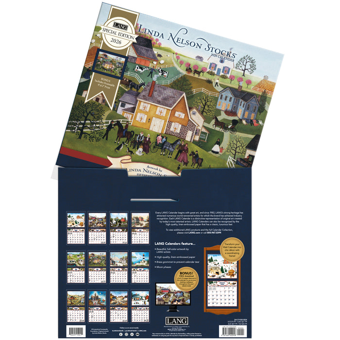 Linda Nelson Stocks with Bonus Print 2026 Large Wall Calendar