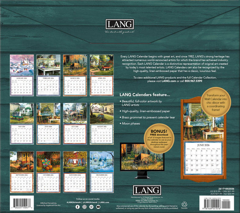 Simple Country with Bonus Print 2026 Large Wall Calendar (Online Exclusive)