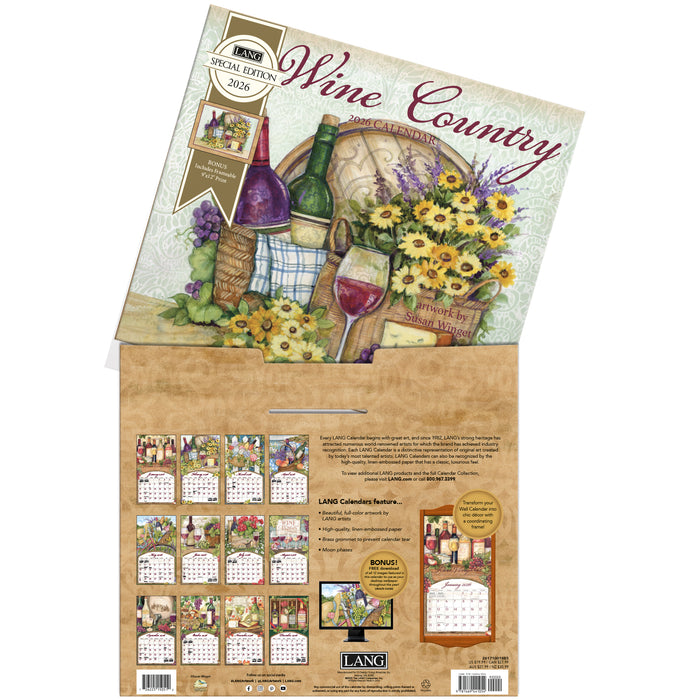 Wine Country Special Edition 2026 Large Wall Calendar