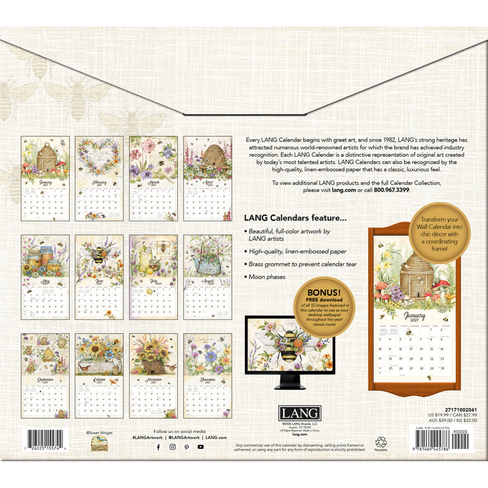 Bees in Bloom Special Edition 2027 Large Wall Calendar