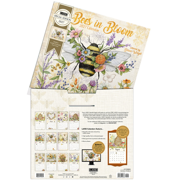 Bees in Bloom Special Edition 2027 Large Wall Calendar