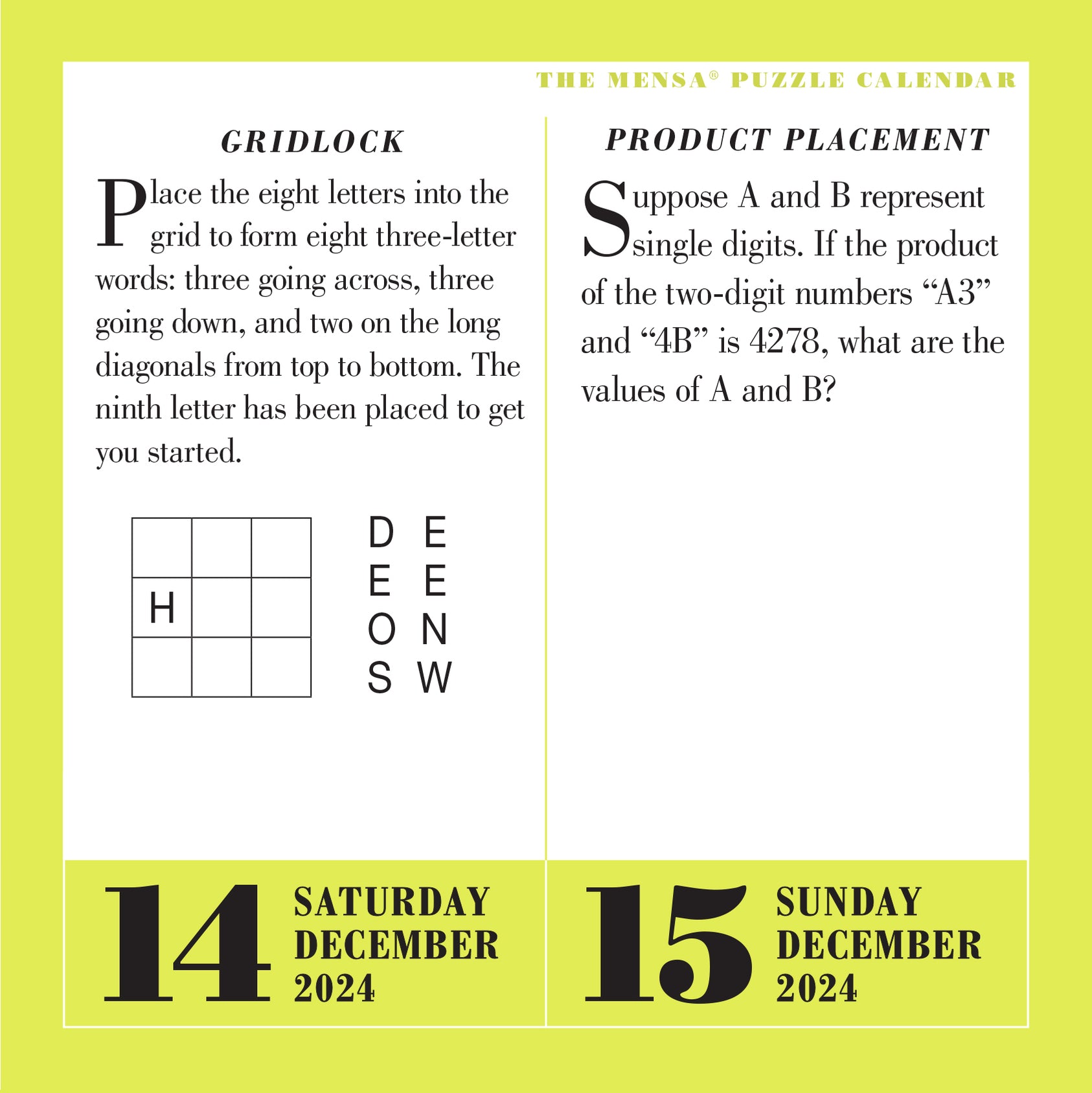 2024 Mensa 365 Brain Puzzlers PageADay — Calendar Club