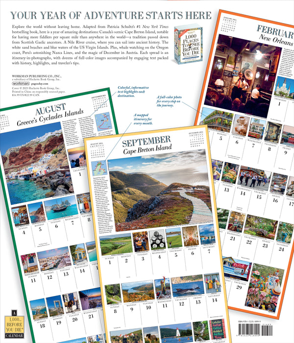 2024 1,000 Places to See Before You Die Wall Calendar