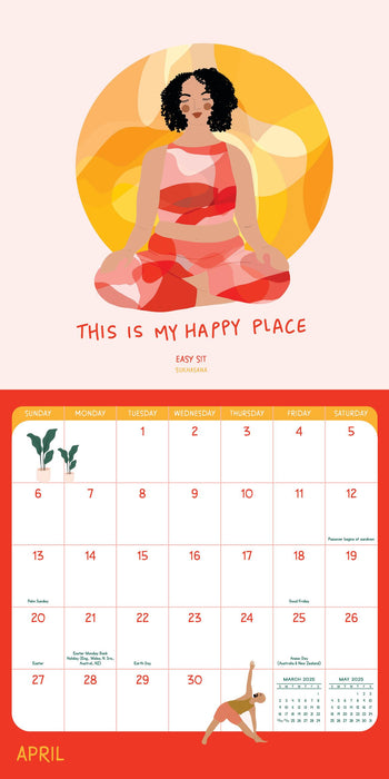 2025 Yoga Is My Happy Place Wall Calendar