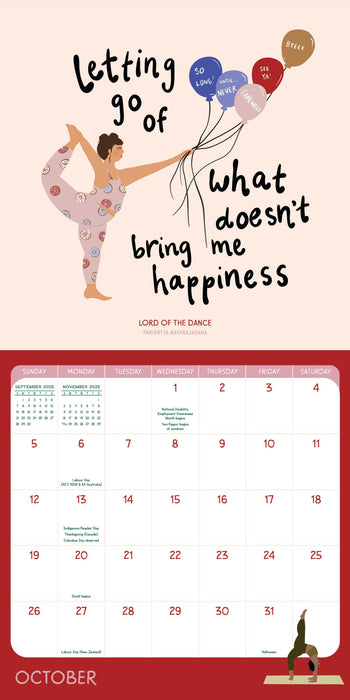 2025 Yoga Is My Happy Place Wall Calendar