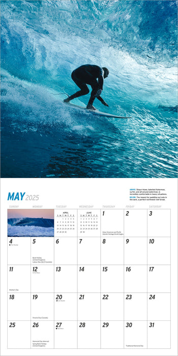 2025 Big Wave Surfing Wall Calendar