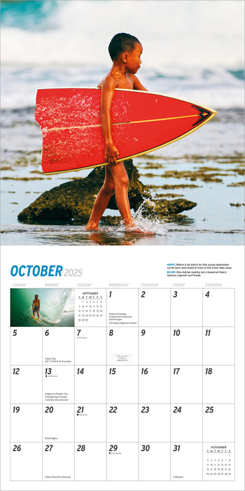 2025 Big Wave Surfing Wall Calendar