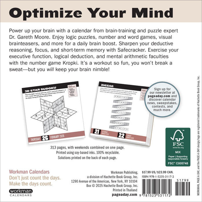 Brainpower Puzzles 2026 Page-A-Day Calendar