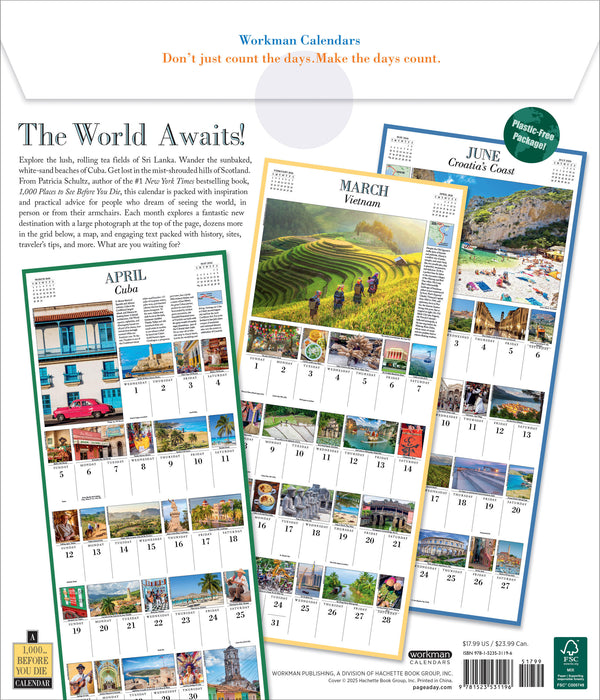 1000 Places To See Before You Die 2026 Square Wall Calendar