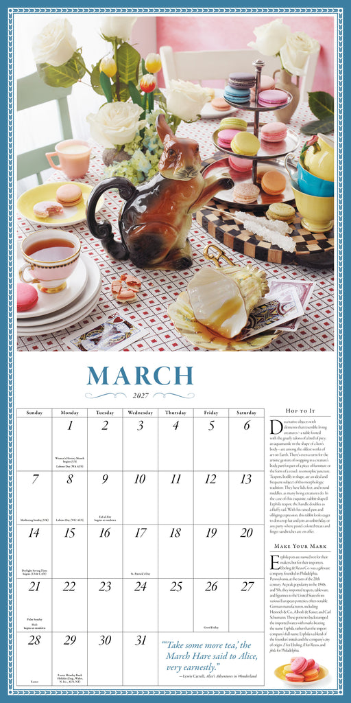 Collectible Teapot 2027 Square Wall Calendar