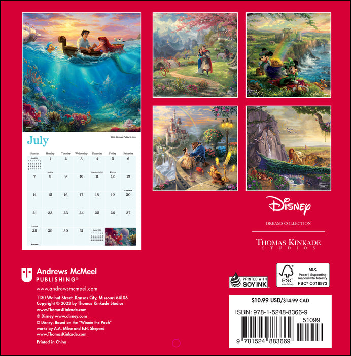 2024 Disney Dreams Collection by Thomas Kinkade Studios Mini Wall Calendar