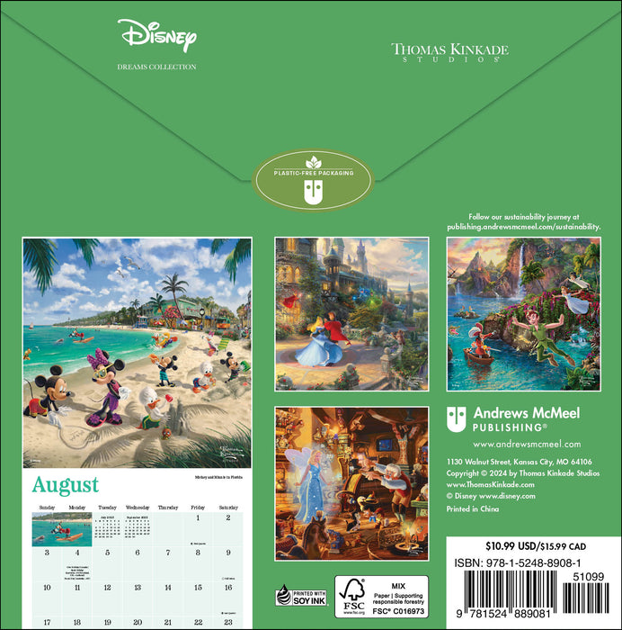 2025 Disney Dreams Collection by Thomas Kinkade Studios Mini Wall Calendar