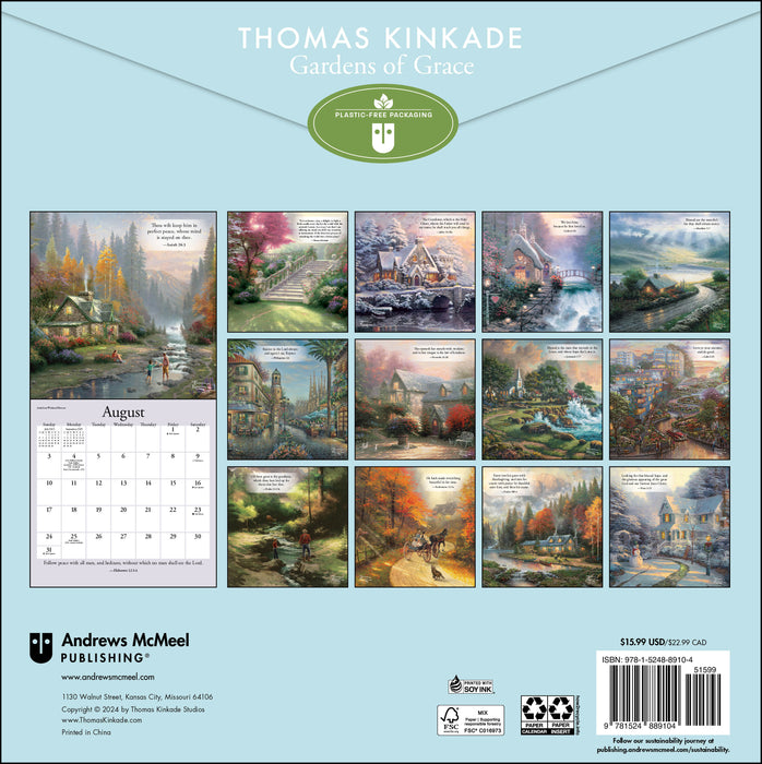2025 Thomas Kinkade Gardens of Grace with Scripture Wall Calendar