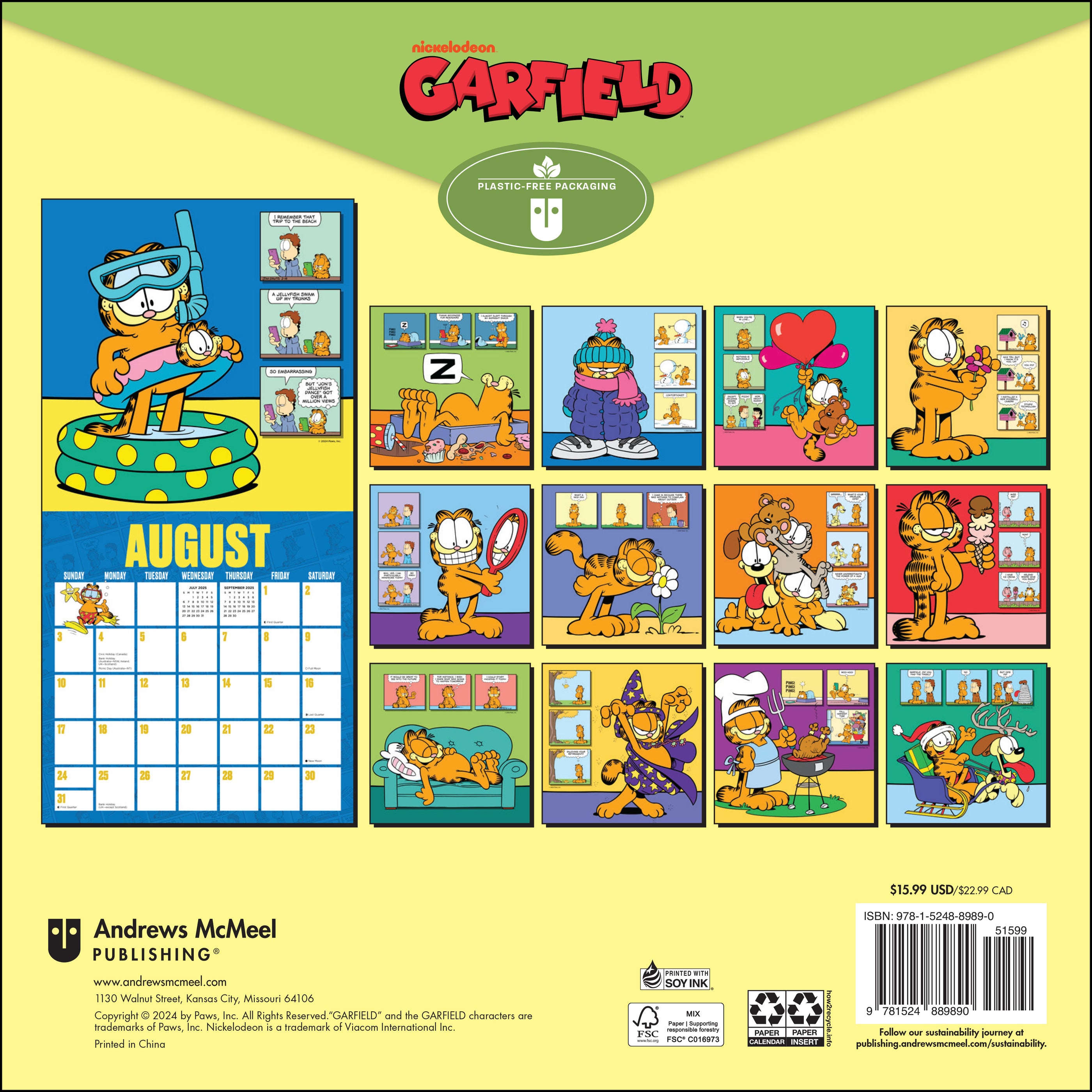 Calendar Club 2025 Garfield Wall Calendar