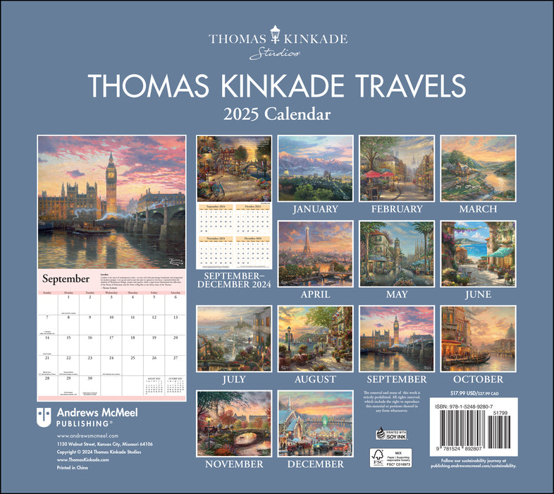 2025 Thomas Kinkade Travels Wall Calendar