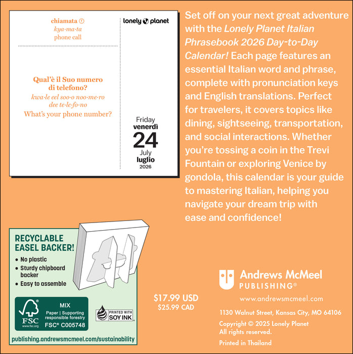 Lonely Planet Italian Phrasebook 2026 Page-A-Day Calendar