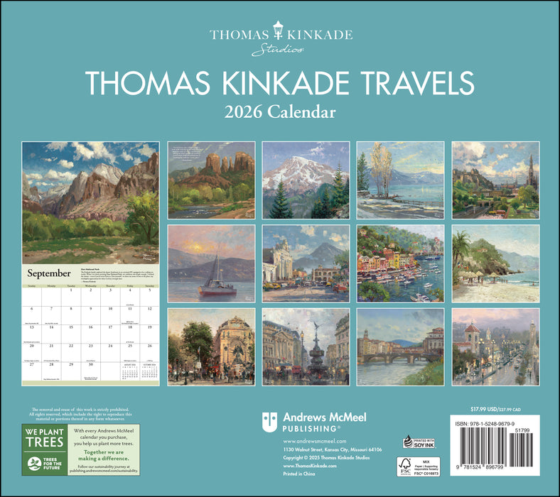 Thomas Kinkade Travels 2026 Deluxe Wall Calendar (Online Exclusive)