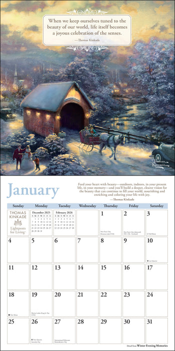 Thomas Kinkade Lightposts for Living 2026 Square Wall Calendar