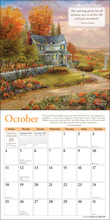 Thomas Kinkade Lightposts for Living 2026 Square Wall Calendar