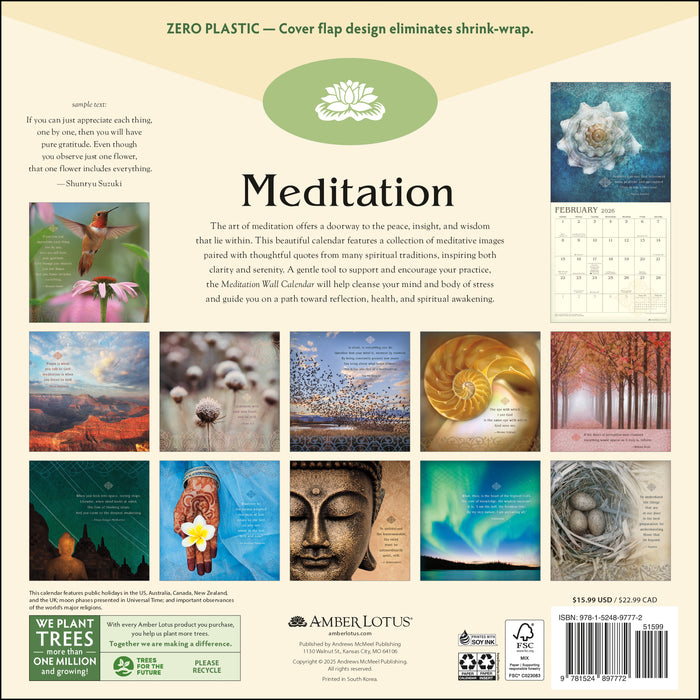 Meditation 2026 Square Wall Calendar (Online Exclusive)