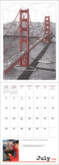 James Cook Typewriter Artist 2026 Square Wall Calendar