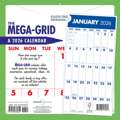 Mega Grid 2026 Square Wall Calendar