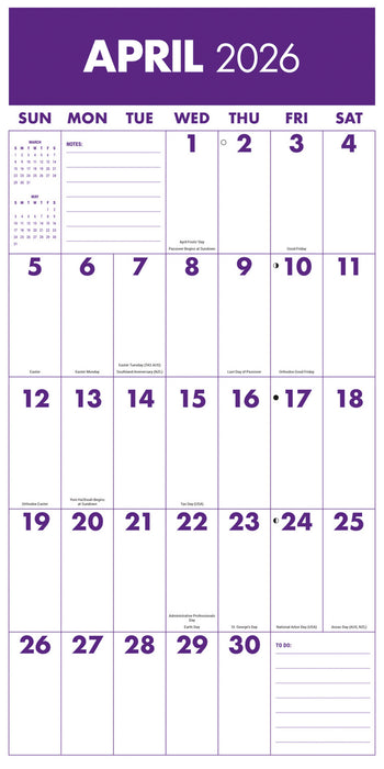 Mega Grid 2026 Square Wall Calendar