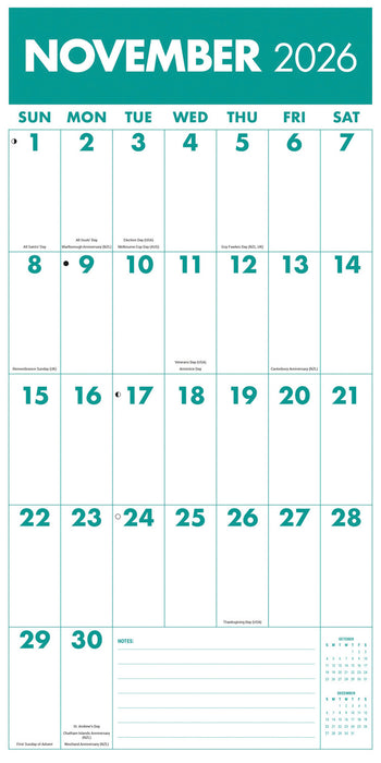 Mega Grid 2026 Square Wall Calendar