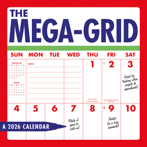 Mega Grid 2026 Square Wall Calendar