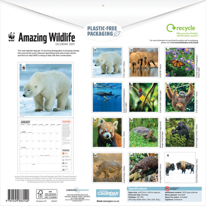 2024 WWF Amazing Wildlife Wall Calendar — Calendar Club