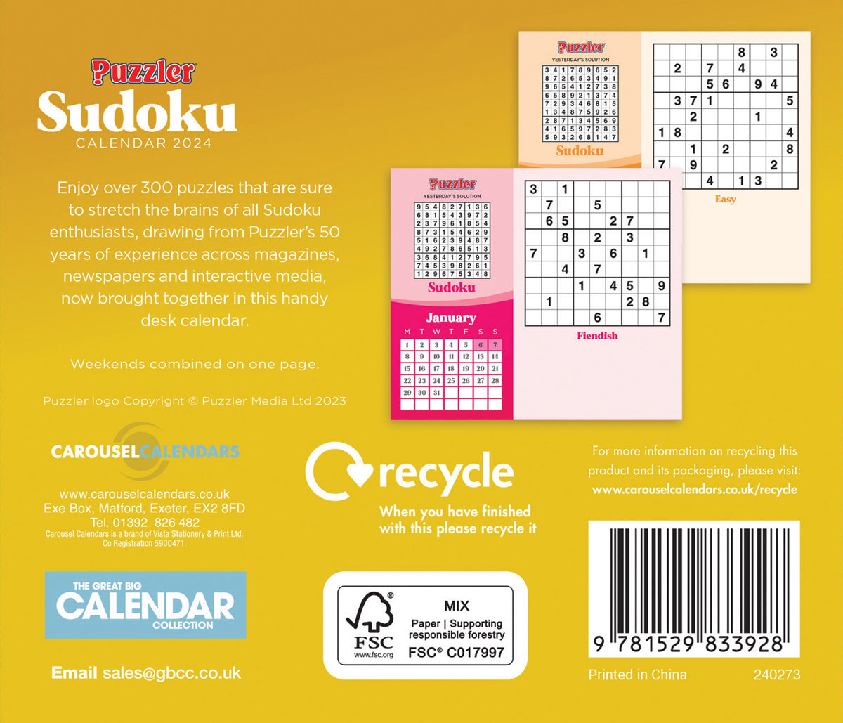 2024 Sudoku Puzzler PageADay — Calendar Club