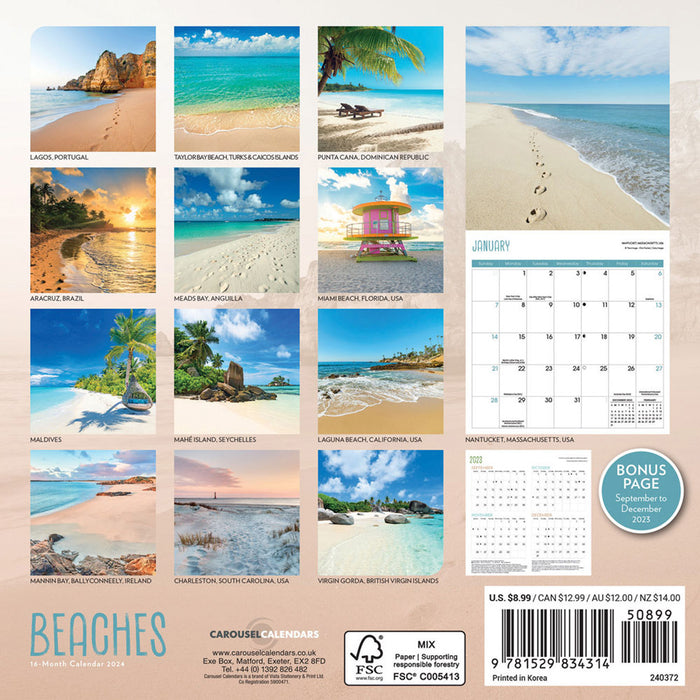 2024 Beaches Mini Wall Calendar