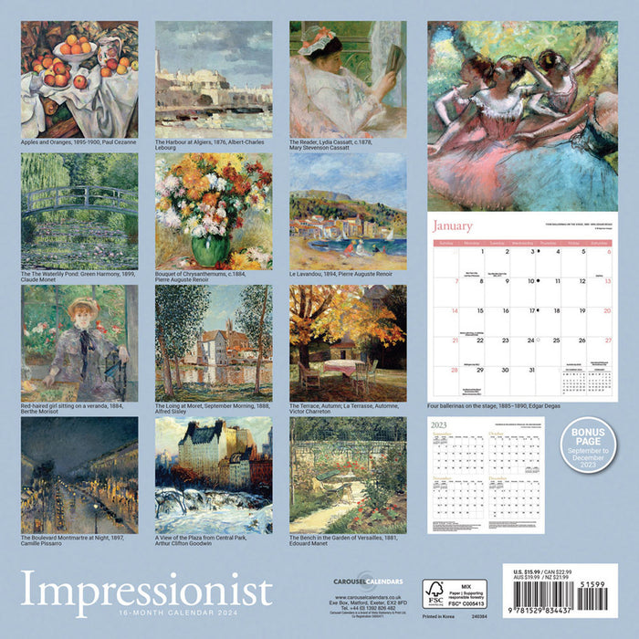 2024 Impressionist Wall Calendar Calendar Club 2024 Impressionist Wall Calendar Calendar Club
