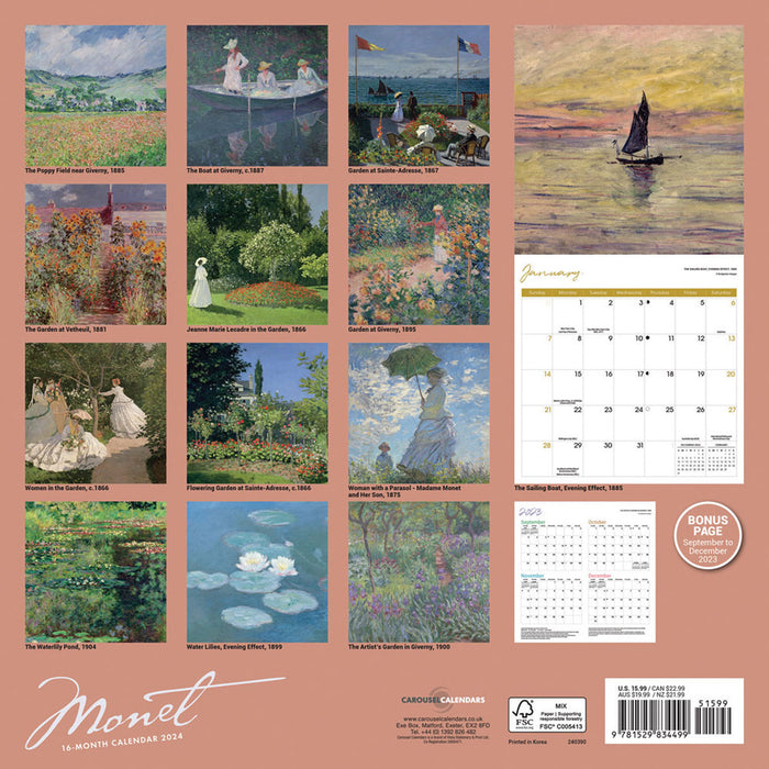 2024 Monet Wall Calendar