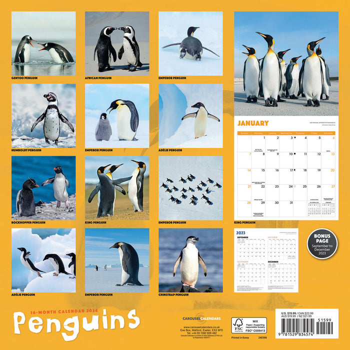 2024 Penguins Wall Calendar