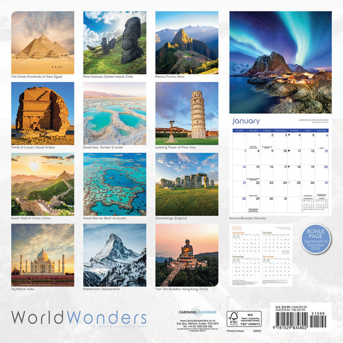 2024 World Wonders Wall Calendar