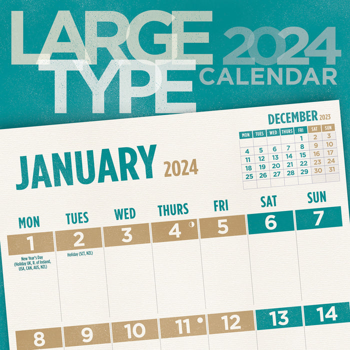2024 Large Type Wall Calendar