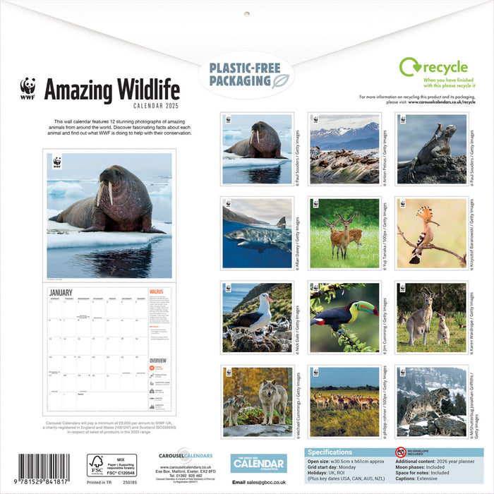 2025 WWF Amazing Wildlife Wall Calendar