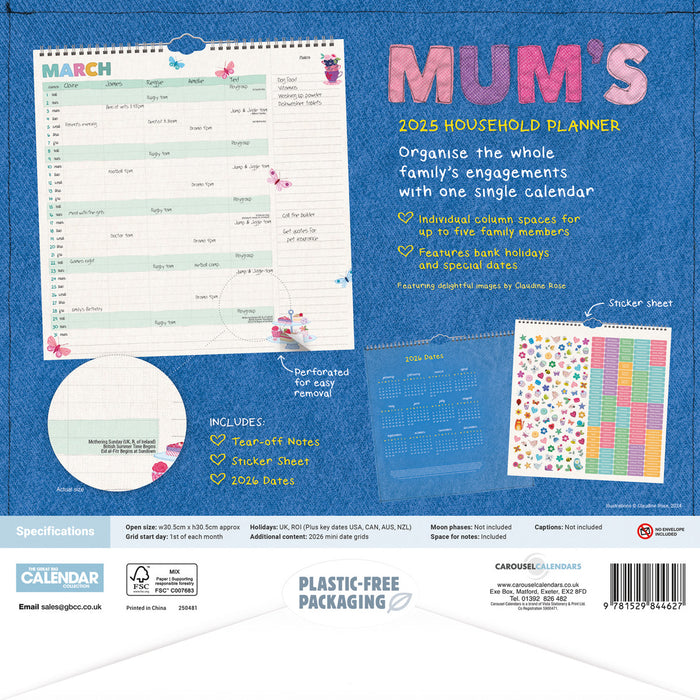 2025 Mums Fabric Household Planner Wall Calendar