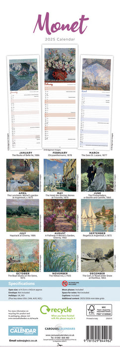 2025 Claude Monet Slimline Wall Calendar