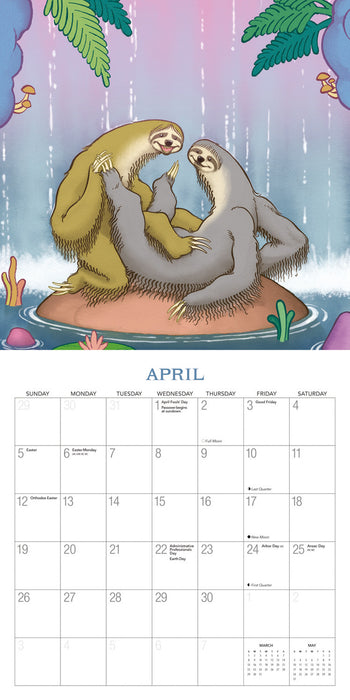 Kama Sutra Sloths 2026 Square Wall Calendar