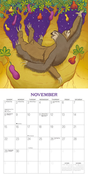 Kama Sutra Sloths 2026 Square Wall Calendar