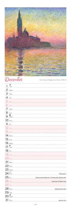 Monet Claude 2026 Slimline Wall Calendar